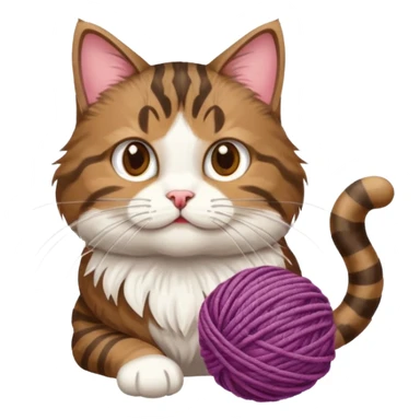 dark brown tabby and white cat playing sticker