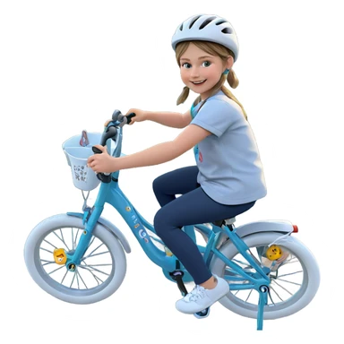 smiling girl outdoors with bicycle sticker