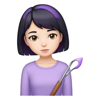 Girl with black short hair wearing lavender clothes sticker