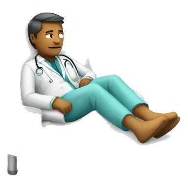 A doctor sleeping on a couch sticker