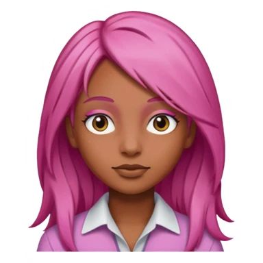 Cheveux rose lisse long peau marron sticker