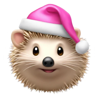 Hedgehog with pink Christmas hat and Ribbon sticker