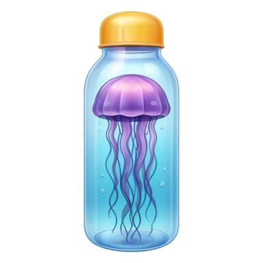sea jellyfish stuck plastic bottle sticker