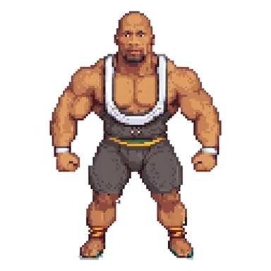 Dwayne Johnson as a wrestler pixel art style sticker