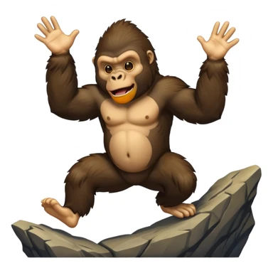 gorilla jumping off a cliff sticker