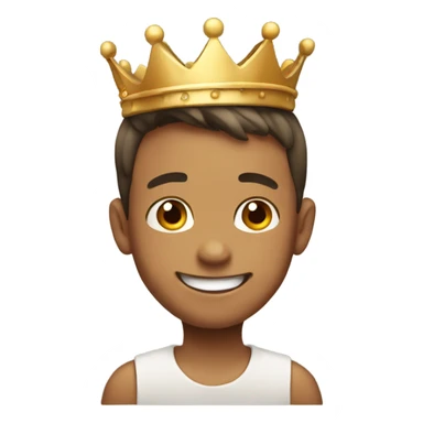 smiling boy with crown sticker