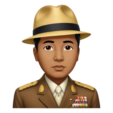 ​Cinematic Realistic Portrait of Sukarno, depicted in a lifelike, realistic style based on his iconic portrait, showcasing his thoughtful, charismatic expression in period attire, rendered with detailed textures and warm, evocative lighting that captures his pioneering spirit and national pride, sticker