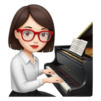 Brunette in red  glassespianista sticker