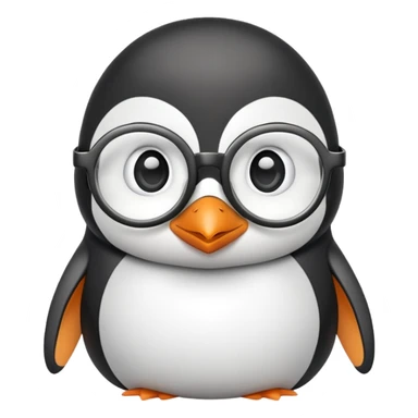 penguin head wearing round glasses, cute, smart looking sticker