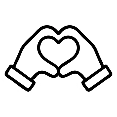 hands together forming a heart, modern and clean sticker