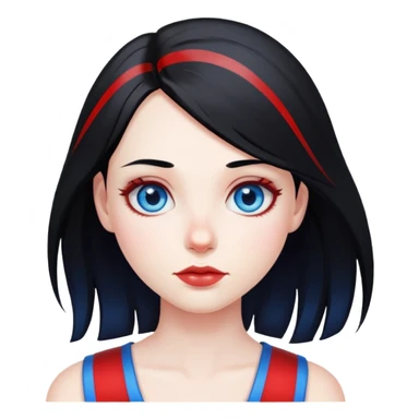 Girl-pale-black hair-red stripe hair-blue eyes sticker