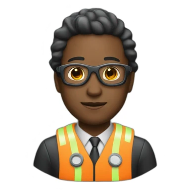 A black businessman with a bust wearing safety equipment sticker