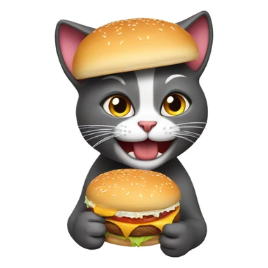Cat eating burger sticker