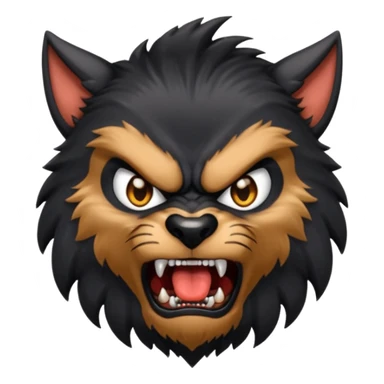 Create an emoji of Werewolf half bodied till waist sharp nails angry face black sticker