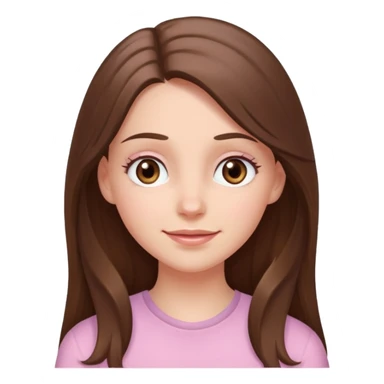 happy white long brunette hair girl with hazel eyes in light pink with a thought level sticker