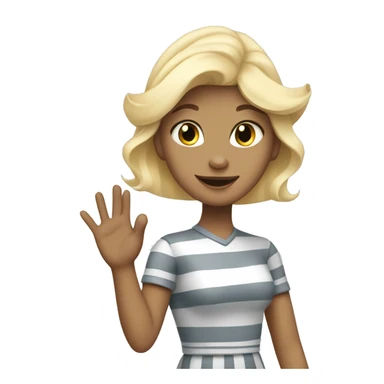 blonde princess waving goodbye accompanied by a grey striped cat sticker