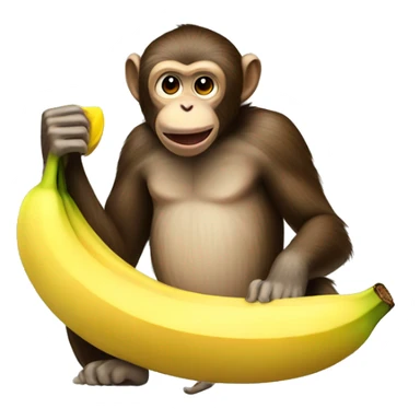 Monkey eating a huge banana sticker