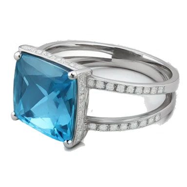 square shaped blue topaz ring with diamonds in white gold sticker