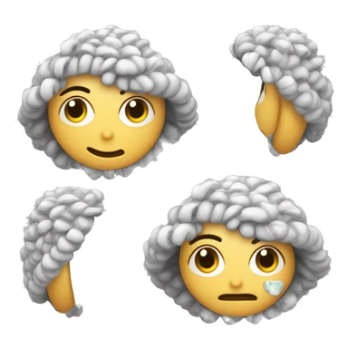 Tejedora tejiendo crochet de ojos veres. Pelo canoso lacio  sticker