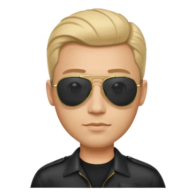 Man with comb over hairstyle wearing aviator sunglasses and black shirt sticker