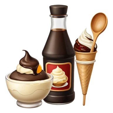 Soy sauce bottle next to ice cream. sticker