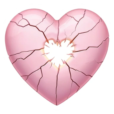 cracked pastel pink heart with light coming from inside sticker