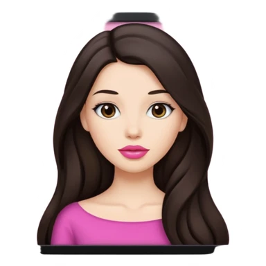 pink girly framed picture of a long hair brunette  sticker