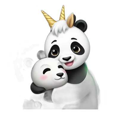 Panda hugging unicorn sticker