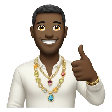 male portrait with jewelry giving thumbs up with smile  sticker