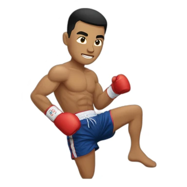 A Muay Thai Boxer strinking with his knee sticker