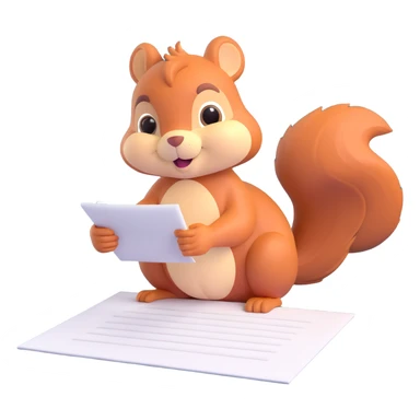 squirrel writing on a piece of paper sticker