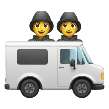 male and female musketeers driving mail truck sticker