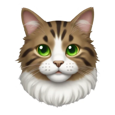 fluffy brown tabby cat with green eyes and a white chest and paws  sticker