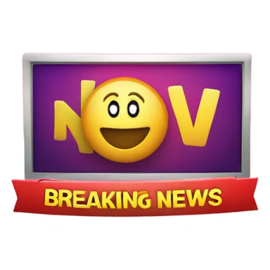 A professional breaking news banner with the word "NEW" glowing in bold text, set on a modern gradient background with ticker-style elements. sticker