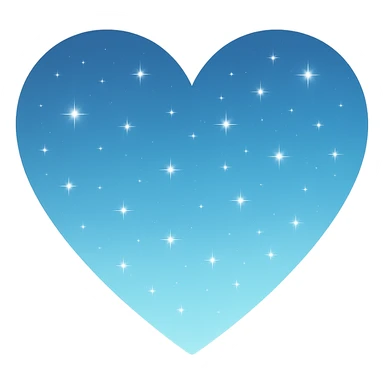 Modify the heart with a night sky gradient to light blue night theme with a light blue gradient, more stars, and a soft glow. Remove the background entirely  sticker