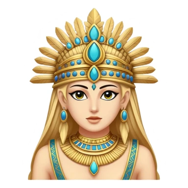 back view of Anunnaki goddess Inanna with elaborate headdress and royal attire sticker