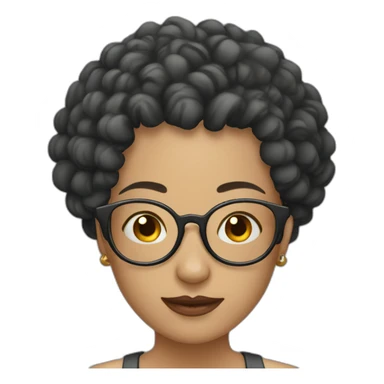 Bald man with tattoos. curly-haired lady wearing glasses sticker