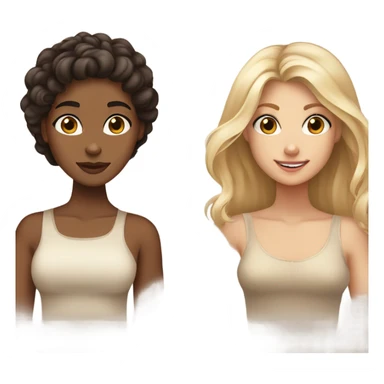 Girlfriends, one with brown eyes, dark hair and tanned skin, and the other with blond hair, blue eyes and fair skin sticker