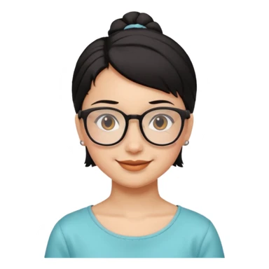 Ragazza con i capelli corti neri legati  con gli occhiali e gli occhi marroni sticker