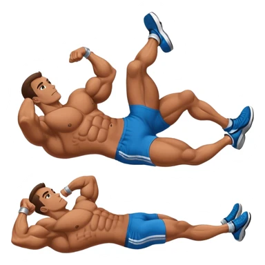 bodybuilder laying down abs exercise sticker
