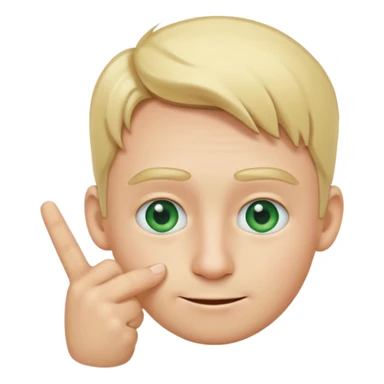 a emoji with two fingers in his nose, make him have a natural white skincolour and blonde hair, blue/green eyes sticker
