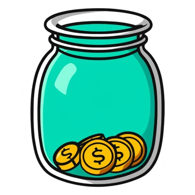 glass with coins sticker