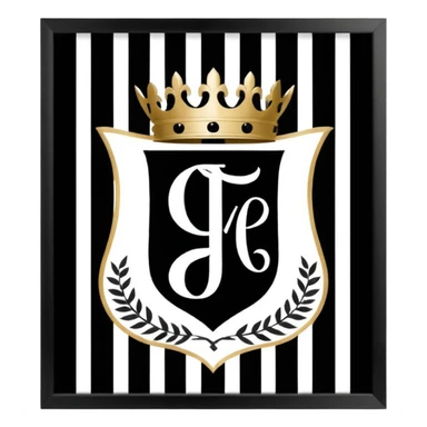 on forma clásica de heráldica, dividido en cinco franjas verticales alternadas en negro y blanco. En la parte superior tiene las siglas “GYE” y en la parte inferior el año “1908”. El diseño es simple, simétrico y con colores tradicionales blanco y negro. sticker