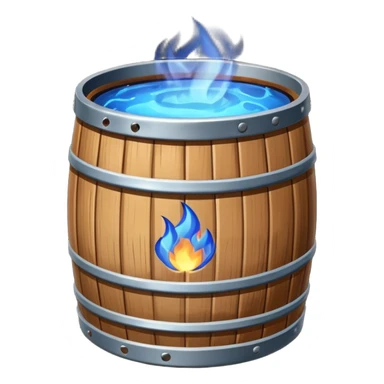 generate a realistic rust-free metal barrel with blue fire on it sticker