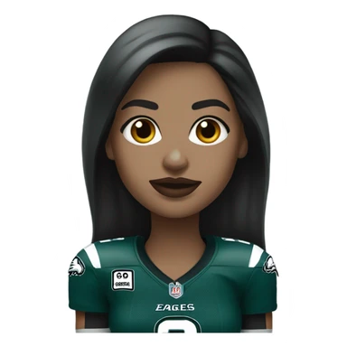  White skin female dark hair red lips wearing Philadelphia Eagles jersey sticker