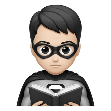 Superhero kid reading a book lineart sticker