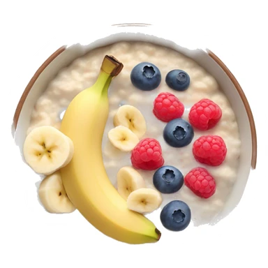 Porridge bowl with banana slices and blueberries and raspberries sticker