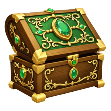 tresure box with motifs with green gem sticker