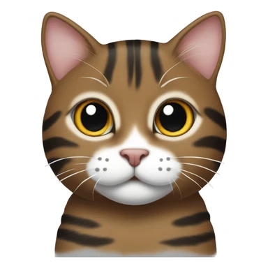 Brown and black striped tabby cat with white paws and a white spot on face sticker