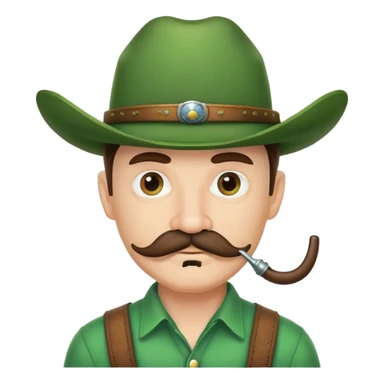 Cowboy face with green hat and handlebar mustache sticker